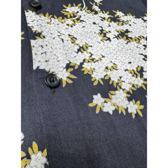 AllSaints Coal Black Ivory Bloom Floral Shirt Honey Leaf Resort Style Mens SZ S - Picture 6 of 12